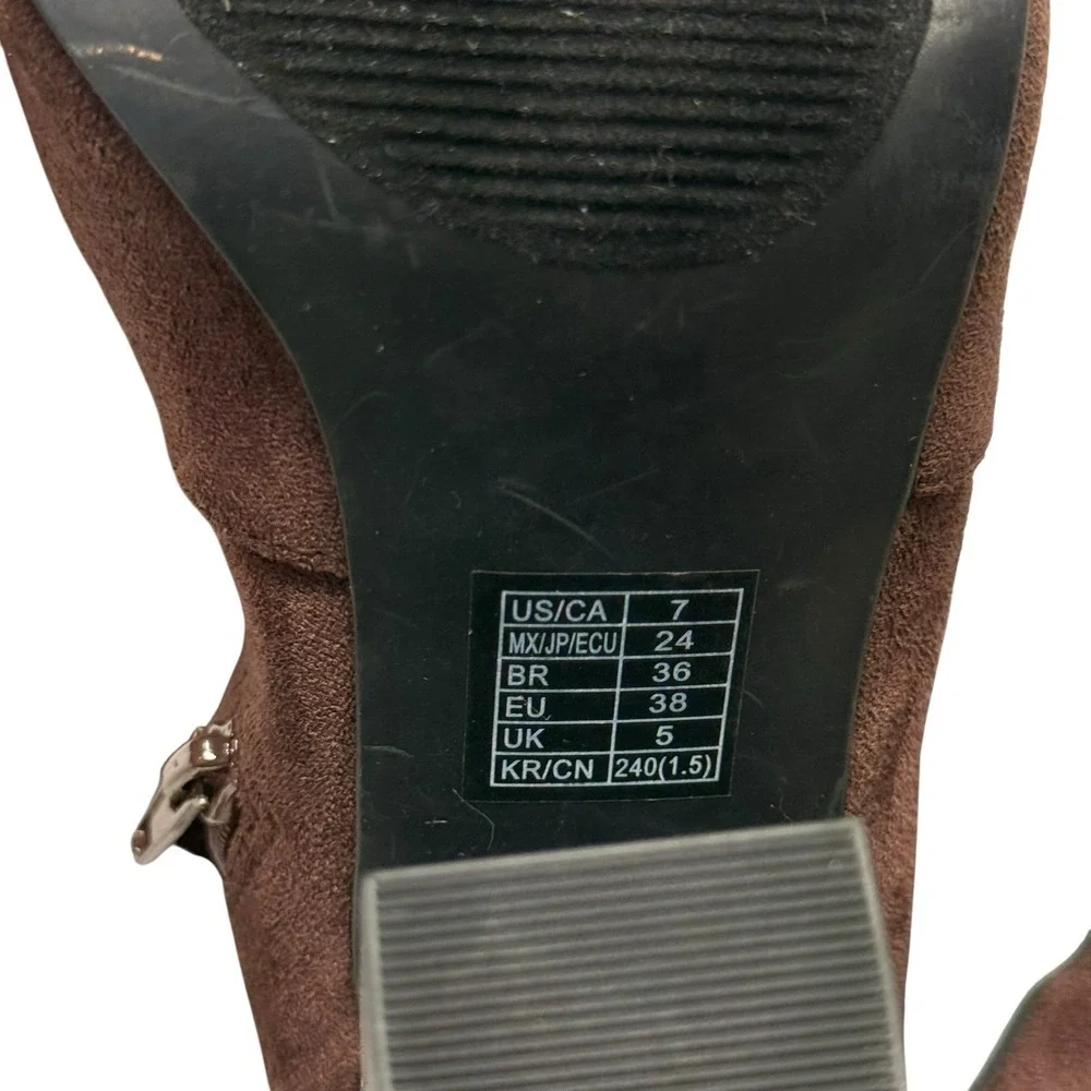 Forever 21 NEW Wide Calf Over The Knee Block Heel‎ Brown Suede Boots Sz 7 S-5